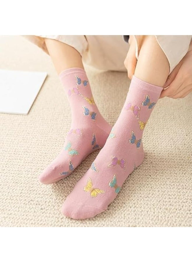 ChicAbode Womens Funny Crew Socks,Girls Cute Patterned Dress Socks, Cotton Funky High Ankle Socks, Athletic Mid-calf Socks - Image 4